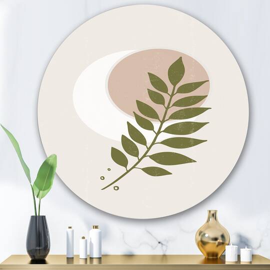 Designart - Abstract Geometrical Moon With Leaf IV